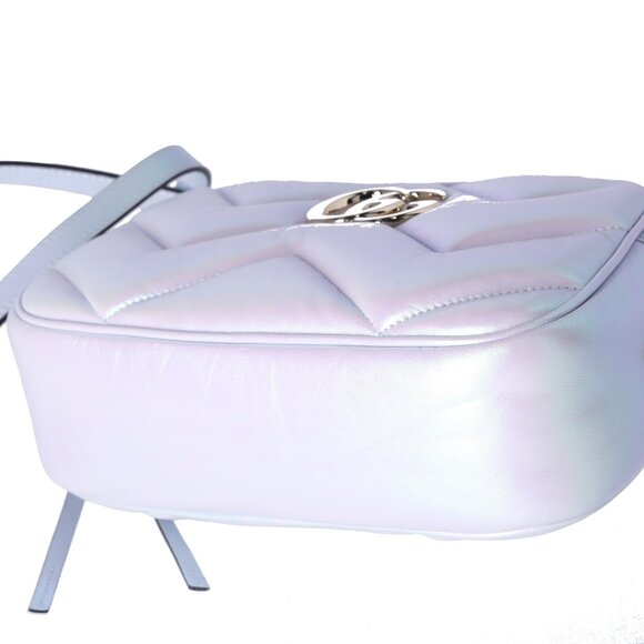 GUCCI GG Marmont Shoulder Bag 447632 Iridescent Pearl Blue Leather - Picture 6 of 9